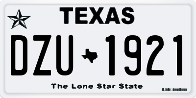 TX license plate DZU1921