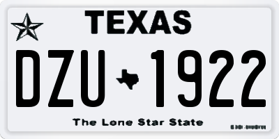 TX license plate DZU1922