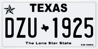TX license plate DZU1925