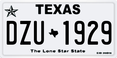 TX license plate DZU1929