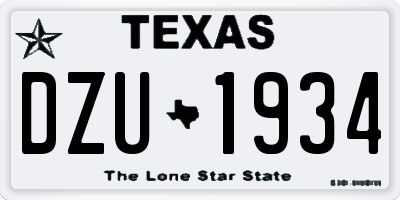 TX license plate DZU1934