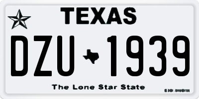 TX license plate DZU1939