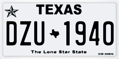 TX license plate DZU1940