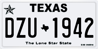 TX license plate DZU1942