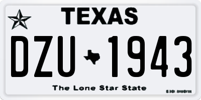 TX license plate DZU1943