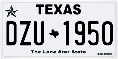 TX license plate DZU1950