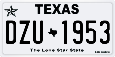 TX license plate DZU1953