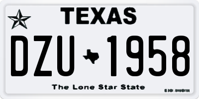 TX license plate DZU1958