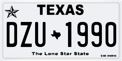 TX license plate DZU1990