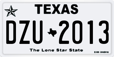 TX license plate DZU2013