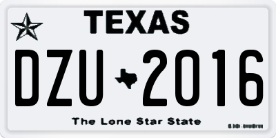 TX license plate DZU2016