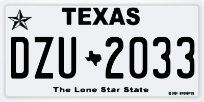 TX license plate DZU2033