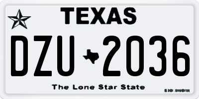TX license plate DZU2036