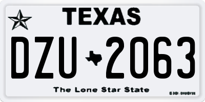 TX license plate DZU2063