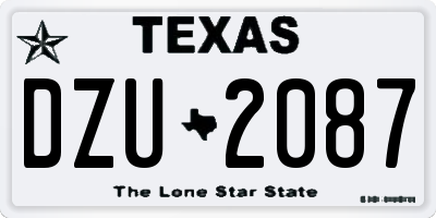 TX license plate DZU2087