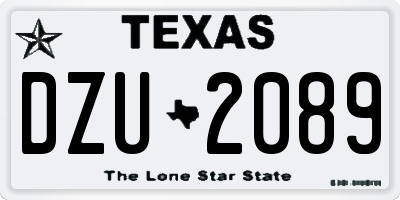 TX license plate DZU2089