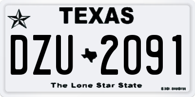 TX license plate DZU2091