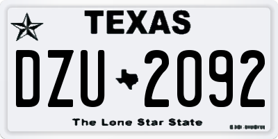 TX license plate DZU2092
