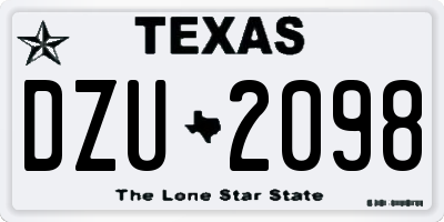 TX license plate DZU2098