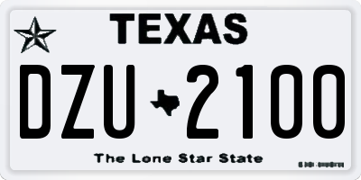 TX license plate DZU2100