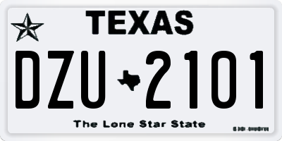 TX license plate DZU2101