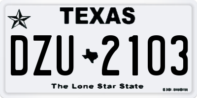 TX license plate DZU2103