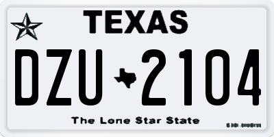 TX license plate DZU2104