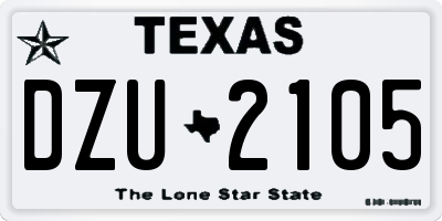 TX license plate DZU2105