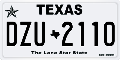 TX license plate DZU2110