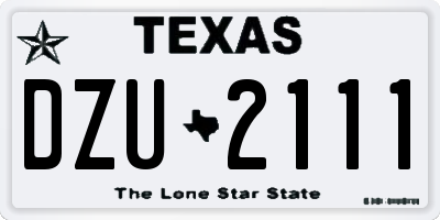 TX license plate DZU2111