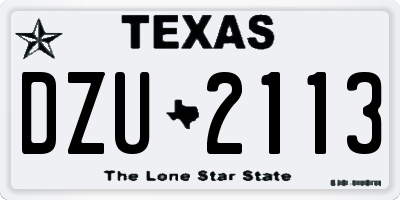 TX license plate DZU2113