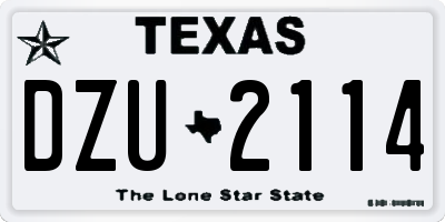 TX license plate DZU2114