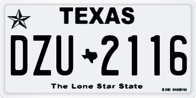 TX license plate DZU2116