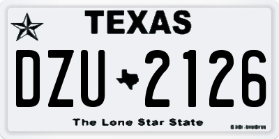 TX license plate DZU2126