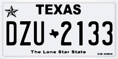 TX license plate DZU2133