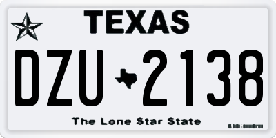 TX license plate DZU2138