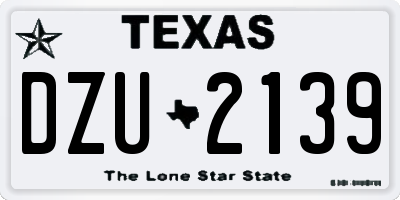 TX license plate DZU2139