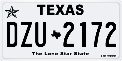TX license plate DZU2172