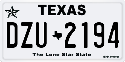 TX license plate DZU2194
