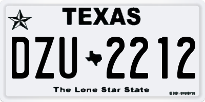 TX license plate DZU2212
