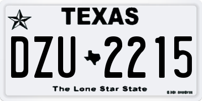 TX license plate DZU2215