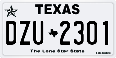 TX license plate DZU2301