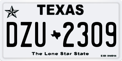 TX license plate DZU2309