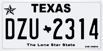 TX license plate DZU2314