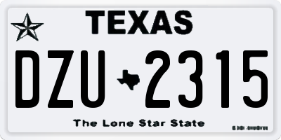 TX license plate DZU2315