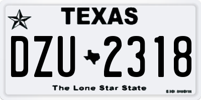 TX license plate DZU2318