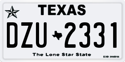 TX license plate DZU2331