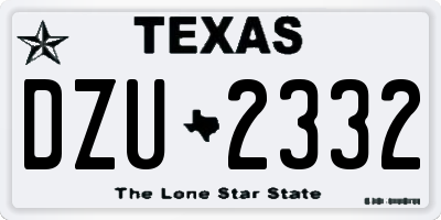 TX license plate DZU2332