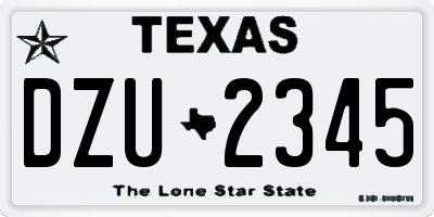 TX license plate DZU2345