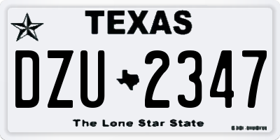 TX license plate DZU2347